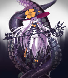 Rule 34 | 1girl, abigail williams (fate), abigail williams (third ascension) (fate), absurdres, black bow, black gloves, black legwear, black panties, bow, colored skin, commentary, dark persona, elbow gloves, fate/grand order, fate (series), full body, gloves, hat, hat bow, highres, key, keyhole, long hair, looking at viewer, lowleg, nemurinemuri, orange bow, panties, polka dot, polka dot bow, red eyes, smile, solo, suction cups, tentacles, third eye, underwear, very long hair, white hair, white skin