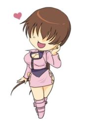 Rule 34 | 1girl, brown hair, chibi, hair over eyes, heart, red hair, shermie (kof), snk, solo, the king of fighters