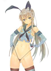 Rule 34 | 10s, 1girl, anchor hair ornament, bad id, bad twitter id, black panties, bow, breasts, cameltoe, cowboy shot, elbow gloves, fenrirr, g-string, gloves, gluteal fold, grey eyes, hair bow, hair ornament, hairband, kantai collection, light brown hair, long hair, navel, no pants, open mouth, panties, panty lift, sailor collar, sailor shirt, shimakaze (kancolle), shirt, sidelocks, small breasts, solo, string panties, striped clothes, striped thighhighs, sweat, sweatdrop, thighhighs, thong, torn clothes, torn shirt, uncensored, underwear, wedgie, white gloves