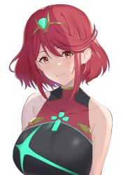 Rule 34 | 1girl, blush, breasts, collarbone, highres, large breasts, looking at viewer, one-piece swimsuit, pyra (pro swimmer) (xenoblade), pyra (xenoblade), red eyes, red hair, smile, solo, swimsuit, tiara, xenoblade chronicles (series), xenoblade chronicles 2
