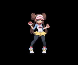 1girl animated animated_gif ass black_pantyhose breasts brown_hair creatures_(company) game_freak long_hair nintendo pantyhose poke_ball pokemon rosa_(pokemon) sesuji07 shirt shoes shorts tagme twintails visor_cap yellow_shorts