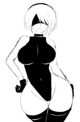 Rule 34 | 1girl, 2b (nier:automata), ass, breasts, curvy, gloves, highres, huge ass, large breasts, looking at viewer, nier:automata, nier (series), sketch, solo, thick thighs, thighhighs, thighs, tight clothes, wide hips, zonen404