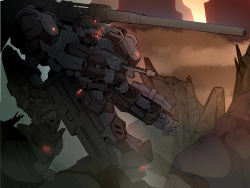 Rule 34 | armored core, armored core: nexus, armored core 3, bad id, bad pixiv id, cannon, dual face, epic, from software, genobee, gun, highres, karasawa-40, mecha, mecha focus, no humans, rifle, robot, weapon