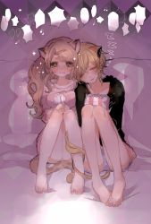 Rule 34 | 10s, 2girls, animal ears, bad id, bad pixiv id, beamed quavers, blonde hair, blush, citti (show by rock!!), crying, crying with eyes open, feet, hair ornament, laina (show by rock!!), leaning on person, lion ears, lion tail, long hair, mamaloni, multiple girls, musical note, quaver, short hair, show by rock!!, sleeping, speech bubble, tail, tears, yuri, zzz