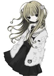 Rule 34 | 1girl, absurdres, bags under eyes, black eyes, black serafuku, black shirt, black skirt, blonde hair, closed mouth, cowboy shot, dot mouth, empty eyes, expressionless, floating hair, hair ornament, heart, heart hair ornament, highres, jacket, long hair, long sleeves, looking at viewer, miniskirt, neckerchief, noroi (rnatataki), open clothes, open jacket, original, pleated skirt, sailor collar, school uniform, serafuku, shirt, simple background, skirt, solo, standing, white background, white jacket, white neckerchief, white sailor collar