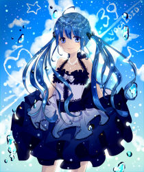 Rule 34 | 1girl, 39, ahoge, bad id, bad pixiv id, blue eyes, blue hair, dress, hatsune miku, jewelry, kotorii, long hair, matching hair/eyes, necklace, smile, solo, twintails, vocaloid