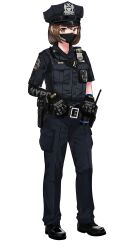 Rule 34 | 1girl, absurdres, arm warmers, badge, belt, black footwear, black pants, black shirt, body cam, brown eyes, brown hair, commentary, english text, full body, gloves, gun, highres, jizi, mask, mechanix wear, mouth mask, new york, new york city police department, original, pants, police, police badge, police uniform, shirt, shoes, short hair, short sleeves, simple background, standing, uniform, united states, walkie-talkie, weapon