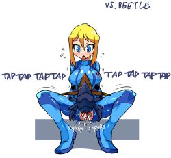 Rule 34 | 1girl, :o, beetle, bestiality, blonde hair, blue eyes, blush, bodysuit, breasts, bug, clothed sex, cum, cum in pussy, flying sweatdrops, hiryou man (crap-man), bug, interspecies, large breasts, metroid, monster, nintendo, sound effects, penis, ponytail, rariatto (ganguri), samus aran, sex, solo, solo focus, spread legs, sweat, text focus, trembling, zero suit