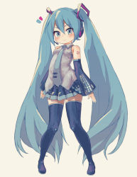 Rule 34 | 1girl, absurdly long hair, black footwear, black skirt, blue eyes, blue hair, blue necktie, blush, boots, breasts, closed mouth, collared shirt, derivative work, full body, grey shirt, hatsune miku, headset, highres, kolshica, long hair, looking at viewer, necktie, pleated skirt, shirt, skirt, small breasts, smile, solo, thigh boots, thighhighs, tie clip, twintails, very long hair, vocaloid, vocaloid boxart pose
