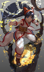 Rule 34 | 1girl, ainu clothes, baggy pants, black hair, blood, blood on clothes, blood on face, blood on hands, blood splatter, bloody weapon, blue eyes, boots, bow, closed mouth, commentary request, fingerless gloves, gloves, hair bow, hairband, highres, holding, holding sword, holding weapon, japanese clothes, kimono, kodachi, long hair, looking at viewer, nakoruru, nuda, obi, outstretched arm, outstretched hand, pants, red bow, reverse grip, samurai spirits, sash, short sword, sleeveless, sleeveless kimono, solo, standing, sword, weapon, white kimono, white pants