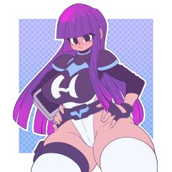 Rule 34 | 1girl, absurdres, breasts, cleft of venus, formal, glitch techs, hands on own hips, highres, kaikoinu, large breasts, leotard, long hair, looking at viewer, miko kubota, multicolored hair, netflix, nickelodeon, suit, thick thighs, thighs, uniform