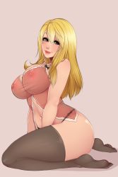 Rule 34 | absurdres, ass, blonde hair, blush, breasts, fairy tail, highres, large breasts, law-zilla, lingerie, lucy heartfilia, nipples, smile, underwear
