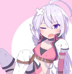 Rule 34 | 1girl, absurdres, blush, breasts, highres, large breasts, open mouth, princess connect!, purple eyes, roin, tomo (princess connect!), white hair, white legwear