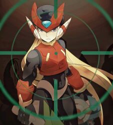Rule 34 | 1boy, android, blonde hair, blue eyes, chinese commentary, commentary request, crop top, helmet, highres, holding, holding sword, holding weapon, long hair, looking at viewer, male focus, mega man (series), mega man zero (series), pantheon (mega man), solo, sword, weapon, yinke, z saber, zero(z) (mega man), zero (mega man)