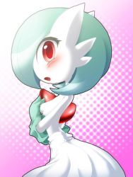 Rule 34 | blush, breasts, creatures (company), from side, game freak, gardevoir, gen 3 pokemon, looking at viewer, md5 mismatch, nintendo, nipples, no humans, pokemon, pokemon (creature), red eyes, shiratsuki (royal moon)