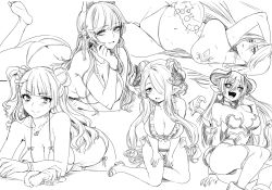 Rule 34 | 5girls, animal ears, arm up, ass, astaroth (shinrabanshou), asymmetrical hair, atago (azur lane), atago (summer march) (azur lane), azur lane, bare shoulders, bikini, black sclera, bracelet, braid, breasts, butt crack, cleavage, collarbone, colored sclera, demon girl, demon horns, demon wings, double bun, draph, earrings, fang, flower, galko, granblue fantasy, greyscale, hair bun, hair flower, hair ornament, hair over one eye, hair ribbon, hairclip, heart, heart earrings, heart necklace, hip focus, horns, jewelry, kneeling, large breasts, legs, lineart, long hair, low tied hair, lying, metroid, metroid (creature), mole, mole under eye, mole under mouth, monochrome, multiple girls, narmaya (granblue fantasy), navel, necklace, nintendo, on side, on stomach, one side up, open mouth, oshiete! galko-chan, parted lips, pointy ears, ribbon, samus aran, shinrabanshou, side bun, sidelocks, single braid, single side bun, sitting, smile, swept bangs, swimsuit, the pose, thighs, whoosaku, wings, zero suit