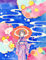 Rule 34 | japanese clothes, kuko, original, painting (medium), tagme, traditional media, umbrella, watercolor (medium)