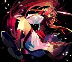Rule 34 | 1girl, amputee, bad id, bad twitter id, baiken, breasts, guilty gear, guilty gear xrd, japanese clothes, katana, kimono, large breasts, long hair, one-eyed, pink eyes, pink hair, ponytail, scar, scar across eye, scar on face, solo, suzunashi, sword, tattoo, weapon