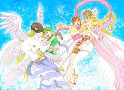 Rule 34 | angel, angel boy, angel girl, angemon, angewomon, digimon, digimon (creature), head wings, long hair, mask, takaishi takeru, wings, yagami hikari
