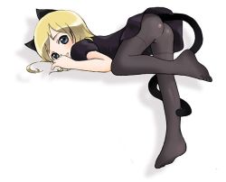 Rule 34 | animal ears, bad id, bad pixiv id, bent over, blonde hair, blue eyes, copyright request, feet, kicham, pantyhose, solo, tail
