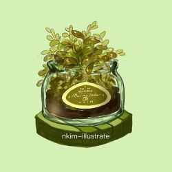 Rule 34 | artist name, english text, green background, green theme, jar, label, nadia kim, original, plant, see-through