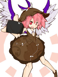 Rule 34 | 1girl, absurdres, bad id, bad pixiv id, bow, breasts, cleavage, colorized, dress, fang, female focus, frilled dress, frills, hat, highres, katsudansou, microphone, mystia lorelei, outstretched arm, outstretched hand, sayo (2010), shoes, short hair, small breasts, smile, solo, touhou, vest, wings