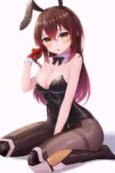 Rule 34 | 1girl, absurdres, animal ears, black pantyhose, blush, breasts, brown hair, cleavage, collar, detached collar, fake animal ears, gloves, gradient hair, highres, hololive, large breasts, leotard, looking at viewer, mechanical legs, multicolored hair, open mouth, pantyhose, pink hair, playboy bunny, rabbit ears, red gloves, roboco-san, typho, virtual youtuber, white collar, white wrist cuffs, wrist cuffs, yellow eyes