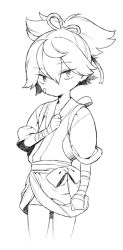 Rule 34 | 10s, 1boy, bandages, greyscale, japanese clothes, looking at viewer, male focus, monochrome, sayo samonji, sketch, solo, tooru, touken ranbu, white background