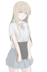 1girl blonde_hair blue_eyes female_focus k-on! kotobuki_tsumugi long_hair school_uniform shoushu simple_background smile solo white_background