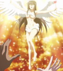 Rule 34 | 1girl, angel, breasts, brown hair, highres, kawakami momoyo, long hair, maji de watashi ni koi shinasai!, red eyes, solo, wings