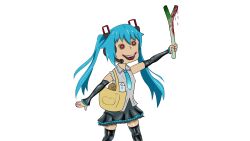 Rule 34 | blue hair, commentary, creepypasta, english commentary, hatsune miku, highres, jeff the killer, skirt, spring onion, tagme, thighhighs, vocaloid