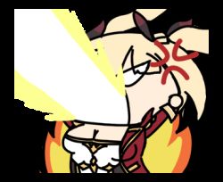 Rule 34 | 1girl, anger vein, angry, animated, animated gif, azur lane, breasts, cleavage, fire, fire breathing, lowres, nelson (azur lane), open mouth, seseren