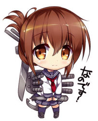 Rule 34 | 10s, 1girl, anchor, brown eyes, brown hair, cannon, chibi, folded ponytail, hair up, inazuma (kancolle), kantai collection, long hair, looking at viewer, lowres, nanodesu (phrase), neckerchief, rei (rei&#039;s room), school uniform, serafuku, skirt, solo, translation request
