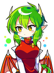 Rule 34 | 1girl, blush, breasts, brown eyes, china dress, chinese clothes, closed mouth, draco centauros, dragon girl, dragon horns, dragon tail, dragon wings, dress, elbow gloves, gloves, grey hair, highres, horns, large breasts, offbeat, pointy ears, puyopuyo, red dress, short hair, simple background, sleeveless, sleeveless dress, solo, tail, upper body, white background, wings