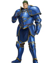 Rule 34 | 1boy, arden (fire emblem), armor, armored boots, belt, blue armor, boots, brown eyes, cleft chin, fire emblem, fire emblem: genealogy of the holy war, fire emblem heroes, gauntlets, greaves, green hair, grin, highres, male focus, manly, nintendo, nose, official art, realistic, short hair, shoulder armor, smile, soeda ippei, solo, teeth, transparent background