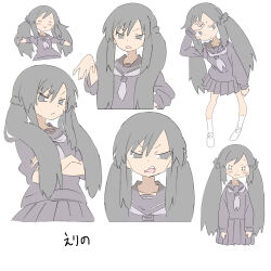 Rule 34 | + +, 1girl, :3, absurdres, annoyed, character name, character sheet, cropped torso, crossed arms, expressions, female focus, flat color, highres, low twintails, masikakuma, open mouth, original, pale color, pleated skirt, sailor collar, school uniform, serafuku, sidelocks, simple background, skirt, solo, twintails, white background