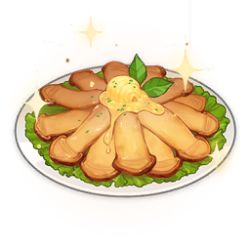 Rule 34 | artist request, butter, commentary, english commentary, food, food focus, game cg, garnish, genshin impact, leaf, lettuce, lowres, mushroom, no humans, official art, plate, simple background, sparkle, still life, third-party source, transparent background