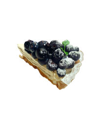 Rule 34 | blueberry, blueberry tart, food, food focus, fruit, fruit tart, natumikurosawa, no humans, original, simple background, still life, tart (food), white background