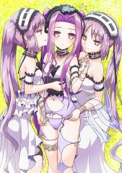 Rule 34 | 3girls, black bow, bow, breasts, choker, closed mouth, collarbone, commentary request, dress, euryale (fate), euryale (third ascension) (fate), fate/grand order, fate/hollow ataraxia, fate (series), frilled choker, frills, girl sandwich, hairband, highres, holding hands, incest, interlocked fingers, jewelry, lolita hairband, long hair, medusa (fate), medusa (lancer) (fate), medusa (rider) (fate), multiple girls, navel, panties, parted lips, pink choker, pink eyes, profile, purple eyes, purple hair, purple panties, rider, ring, robisonjr, sandwiched, siblings, sisters, small breasts, smile, stheno (fate), stheno (third ascension) (fate), strapless, strapless dress, thighs, twins, twintails, underwear, very long hair, white dress, yuri