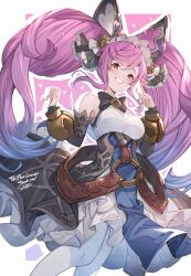Rule 34 | 1girl, absurdres, ayacho, bare shoulders, bell, blue hair, cleo (dragalia lost), detached sleeves, dragalia lost, dress, hair bell, hair between eyes, hair ornament, heart, highres, long hair, looking at viewer, multicolored hair, pink hair, smile, solo, thighhighs, twintails, two-tone hair, very long hair, white thighhighs