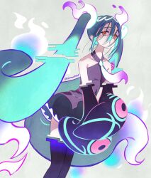 Rule 34 | 1girl, creatures (company), game freak, ghost miku (project voltage), glitch, hatsune miku, long hair, nintendo, pokemon, project voltage, solo, sumustard, twintails, very long hair, vocaloid, yellow eyes