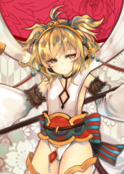 Rule 34 | 10s, 1girl, ahoge, andira (granblue fantasy), animal ears, argyle, argyle clothes, argyle cutout, blonde hair, choker, cleavage cutout, closed mouth, clothing cutout, collarbone, detached sleeves, diamond (shape), earrings, erune, floral background, flower, fur, granblue fantasy, hagoromo, hairband, highres, jewelry, leotard, long sleeves, monkey ears, monkey girl, monkey tail, orange eyes, otogi kyouka, sash, shawl, short hair, silhouette, solo, standing, tail, thighhighs, thighs, two side up, white thighhighs