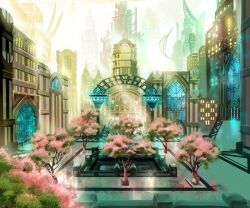 Rule 34 | amaurot, arch, building, cheondo, city, cityscape, commentary request, day, final fantasy, final fantasy xiv, gate, in-universe location, korean commentary, light rays, no humans, outdoors, scenery, skyscraper, sunlight, tree