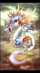 Rule 34 | cloud, dragon, eastern dragon, floating, gigandal, highres, letterboxed, no humans, pixiv fantasia, pixiv fantasia 3, solo, torashiro eiji