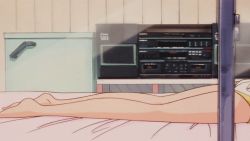 Rule 34 | 1boy, 1girl, animated, animated gif, bare legs, barefoot, bed, bed sheet, brown hair, curtains, father and daughter, feet, indoors, legs, looking at another, lying, on stomach, ranma 1/2, short hair, shorts, tendou nabiki, thighs, window