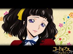 1girl black_hair code_geass female_focus lipstick makeup marianne_vi_britannia purple_eyes solo aged_down