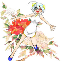Rule 34 | :d, ahoge, alternate costume, arc system works, blazblue, china dress, chinese clothes, dress, eyepatch, flower, nu-13, open mouth, red eyes, smile, solo