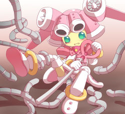 Rule 34 | blush, flat chest, fossilkat, gradient background, green eyes, medarot, nollety, rape, robot, simple background, tentacle sex, tentacles, wand
