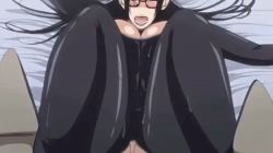 Rule 34 | 1girl, bed, black hair, bodysuit, boku to sensei to tomodachi no mama, breasts, character request, closed eyes, condom, glasses, large breasts, latex, long hair, lowres, lying, mature female, pov, sex, teacher