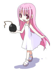 Rule 34 | 1girl, bomb, dress, explosive, galge-tan, lowres, original, pink hair, simple background, solo, white background